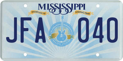 MS license plate JFA040