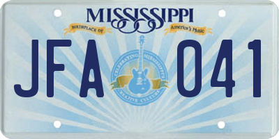 MS license plate JFA041