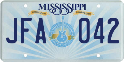 MS license plate JFA042