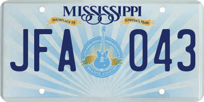 MS license plate JFA043