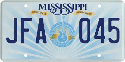 MS license plate JFA045