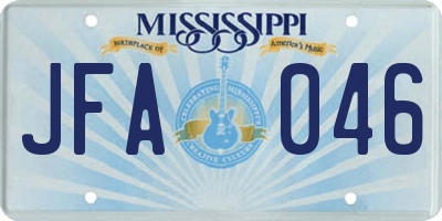 MS license plate JFA046