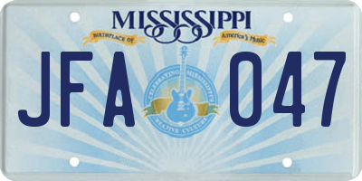 MS license plate JFA047