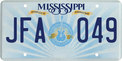 MS license plate JFA049