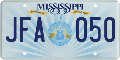 MS license plate JFA050