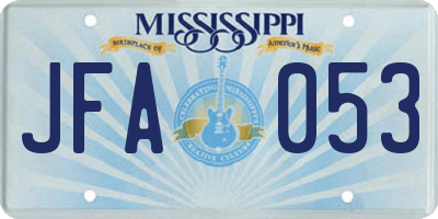 MS license plate JFA053