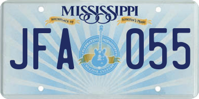 MS license plate JFA055