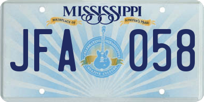 MS license plate JFA058