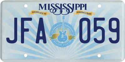 MS license plate JFA059
