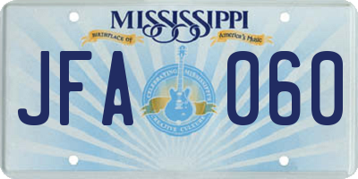 MS license plate JFA060