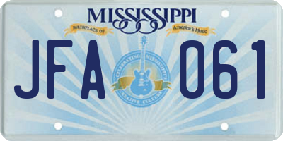 MS license plate JFA061