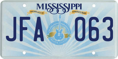 MS license plate JFA063