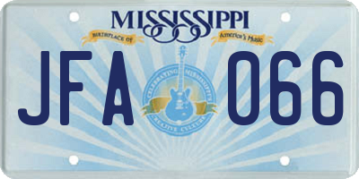 MS license plate JFA066