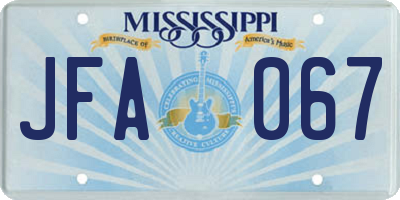 MS license plate JFA067