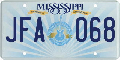 MS license plate JFA068