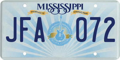 MS license plate JFA072