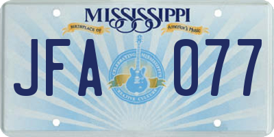 MS license plate JFA077