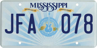 MS license plate JFA078
