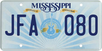 MS license plate JFA080