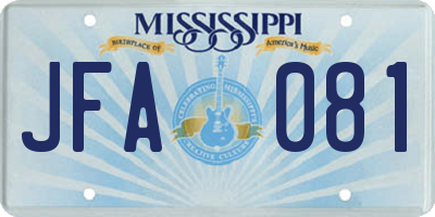MS license plate JFA081