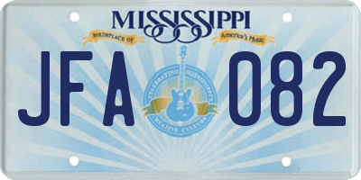 MS license plate JFA082
