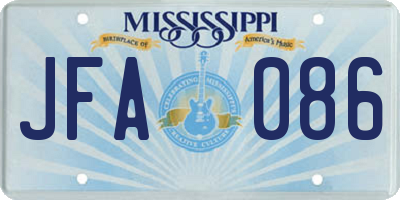 MS license plate JFA086