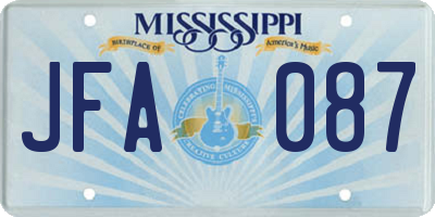MS license plate JFA087