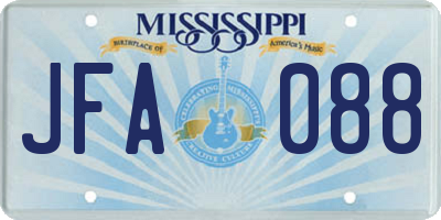 MS license plate JFA088