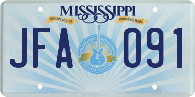 MS license plate JFA091