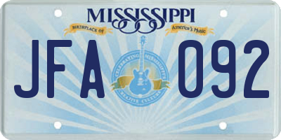 MS license plate JFA092