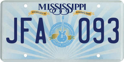 MS license plate JFA093