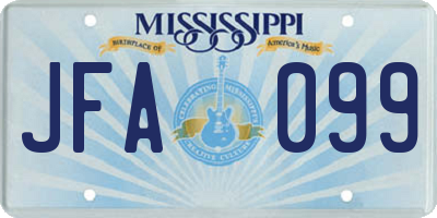 MS license plate JFA099