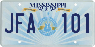 MS license plate JFA101
