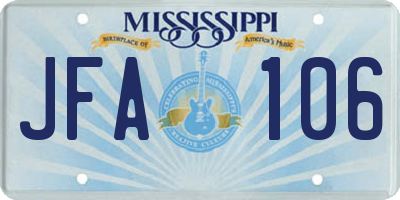 MS license plate JFA106