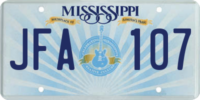 MS license plate JFA107