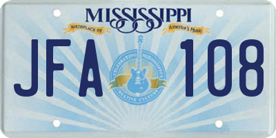 MS license plate JFA108
