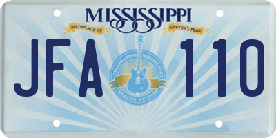 MS license plate JFA110