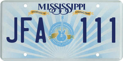 MS license plate JFA111
