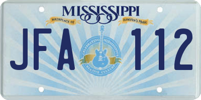 MS license plate JFA112