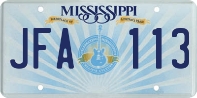 MS license plate JFA113