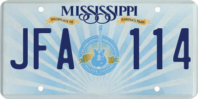 MS license plate JFA114