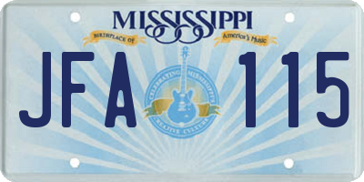 MS license plate JFA115