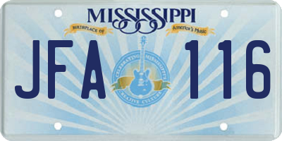 MS license plate JFA116