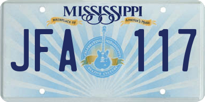 MS license plate JFA117