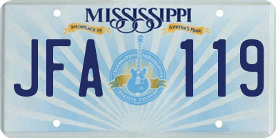 MS license plate JFA119