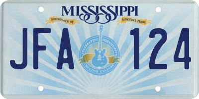 MS license plate JFA124