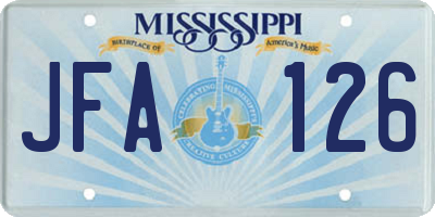 MS license plate JFA126