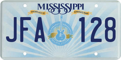 MS license plate JFA128