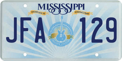 MS license plate JFA129