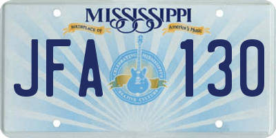 MS license plate JFA130